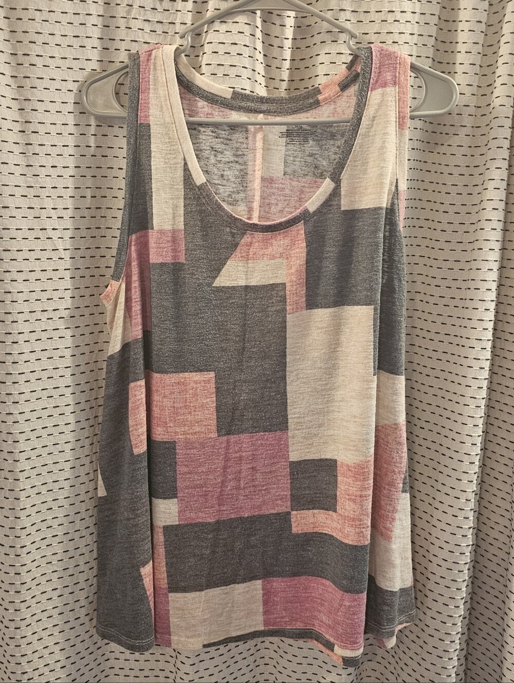 Lane Bryant Geometric Block Tank Top in Pink, Gray & Cream